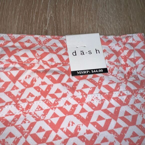 Dash Geometric Patterned Coral & White Cotton Blend Cropped Pants, Women’s 8 - Picture 8 of 12